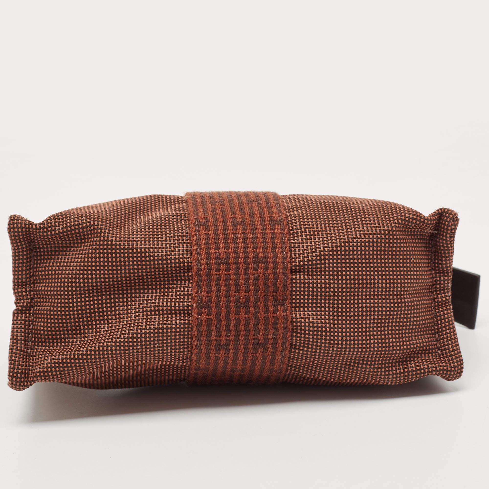 Hermes Brown Canvas Herline Pouch For Sale 1