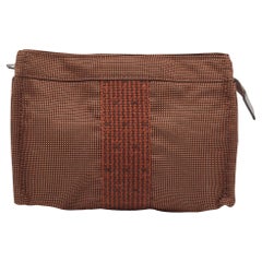 Hermes Brown Canvas Herline Pouch