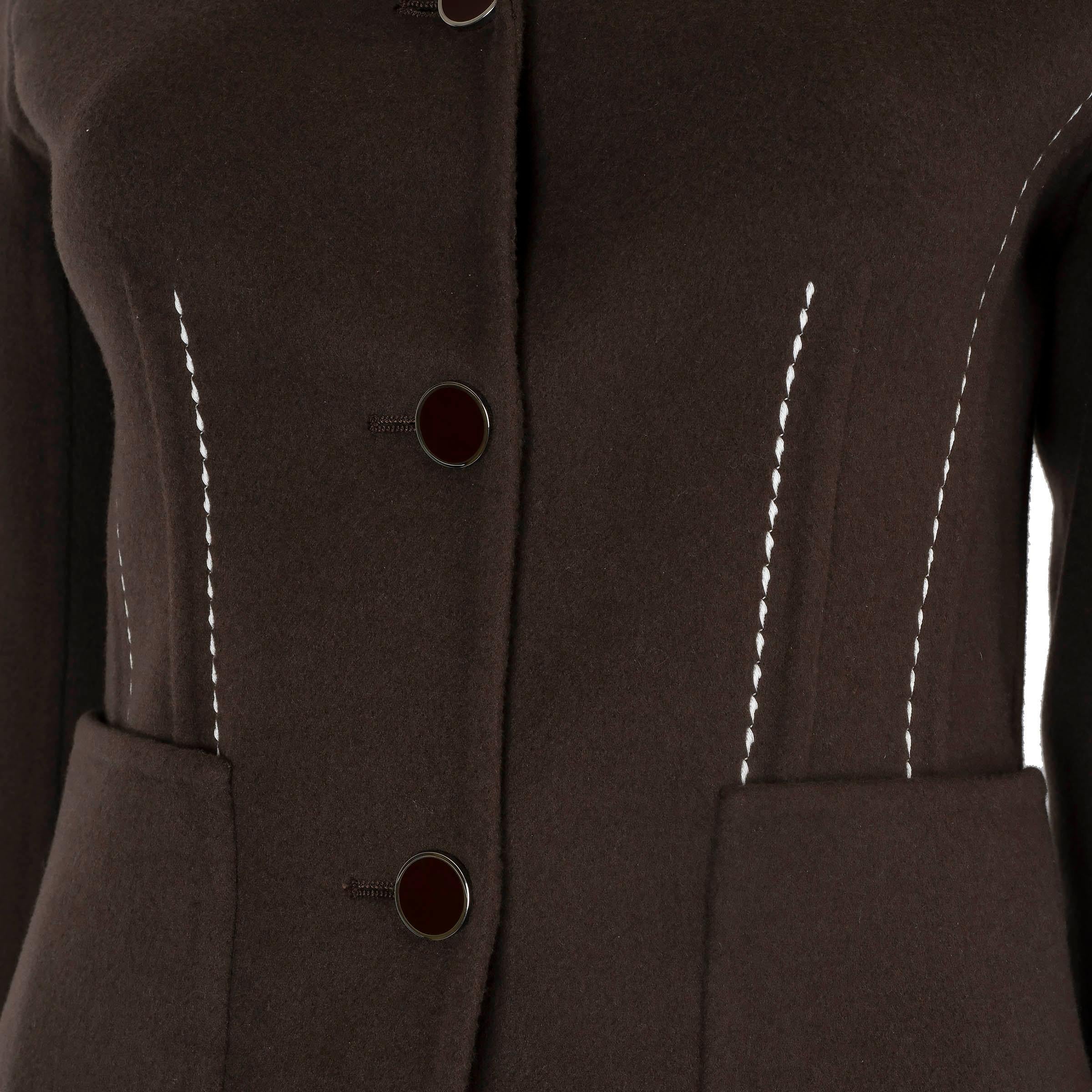 Donna Giacca HERMES marrone in cashmere 2022 TAILORED 36 XS in vendita