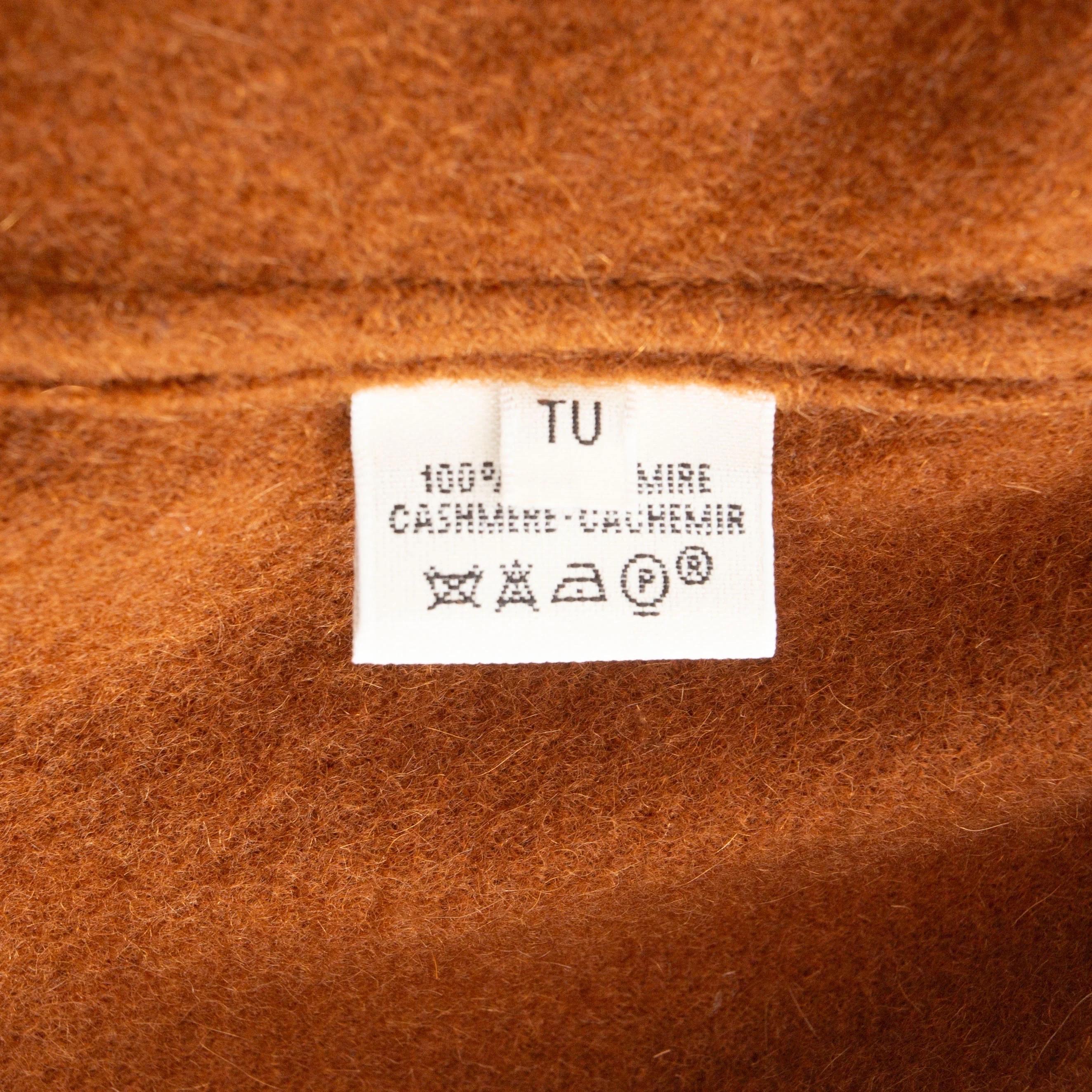Hermès Brown Cashmere Fringed Cowl-Neck Poncho For Sale 3