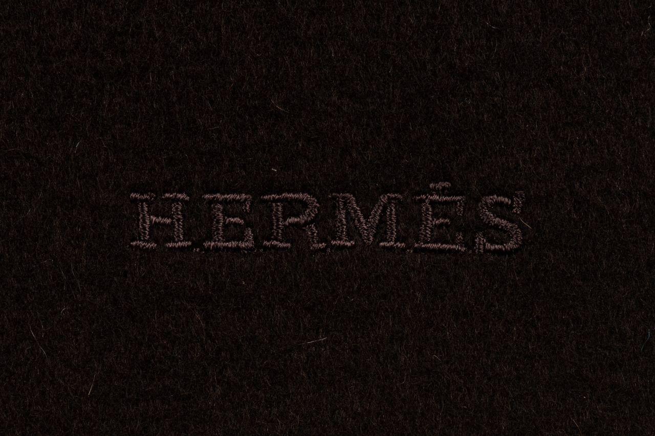 Black Hermes Brown Cashmere Unisex Scarf For Sale