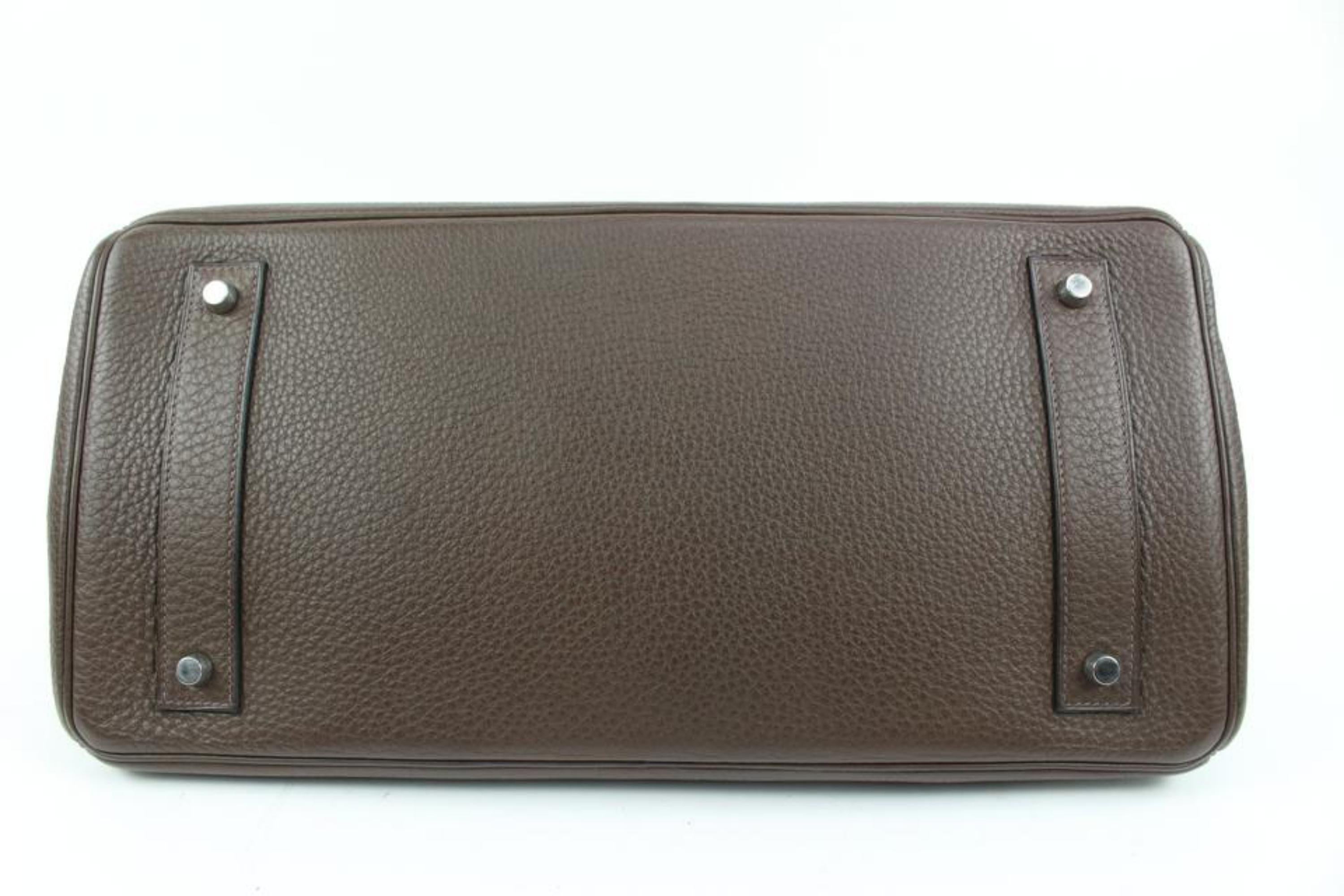 Hermès Brown Chocolat Clemence Leather JPG Birkin Bag s210h50 4