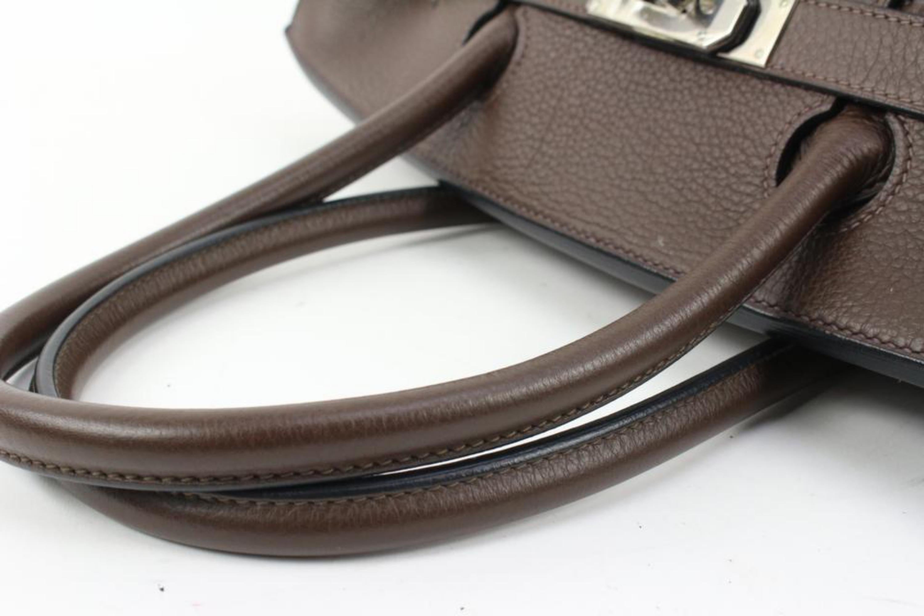 Hermès Brown Chocolat Clemence Leather JPG Birkin Bag s210h50 2