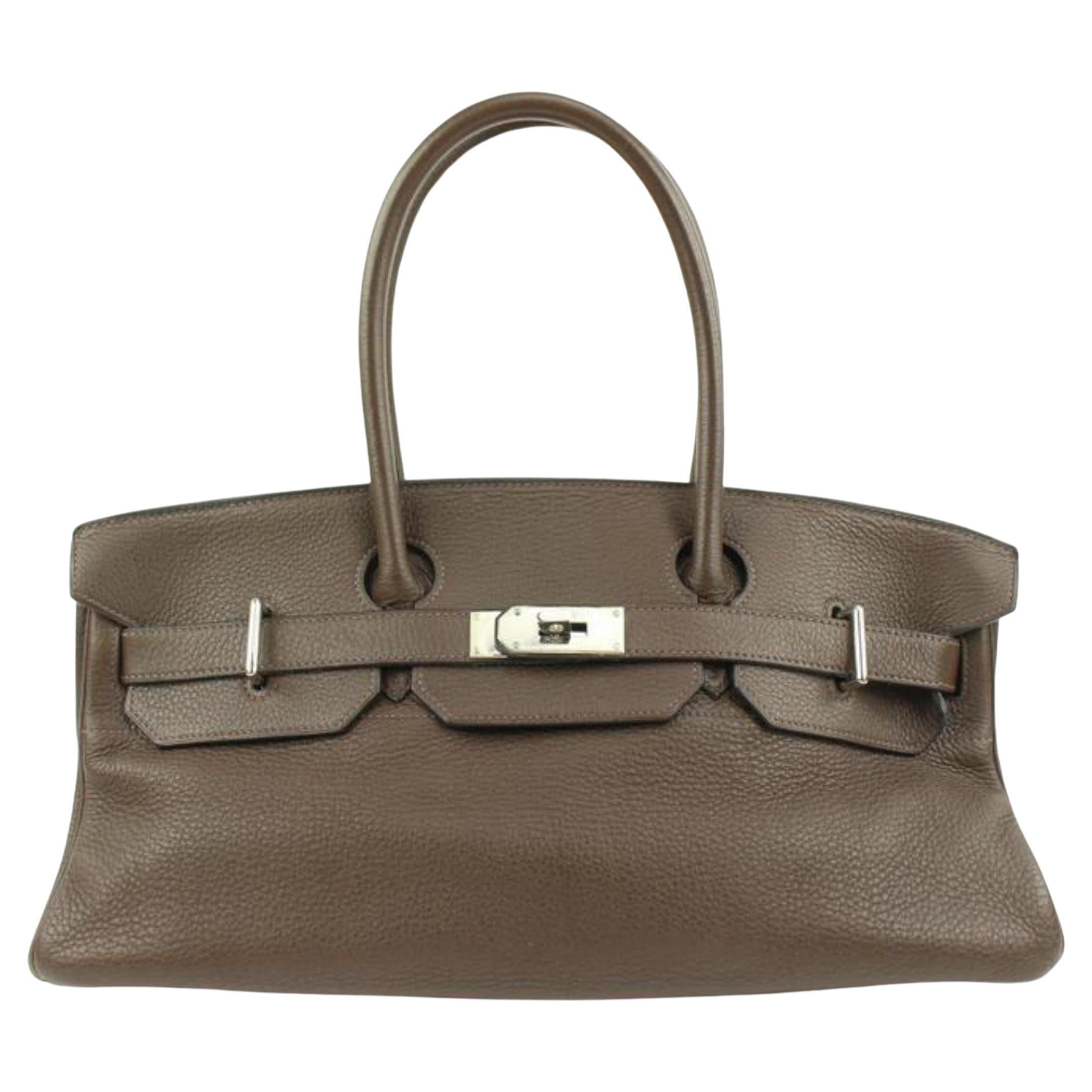 Hermès Brown Chocolat Clemence Leather JPG Birkin Bag s210h50