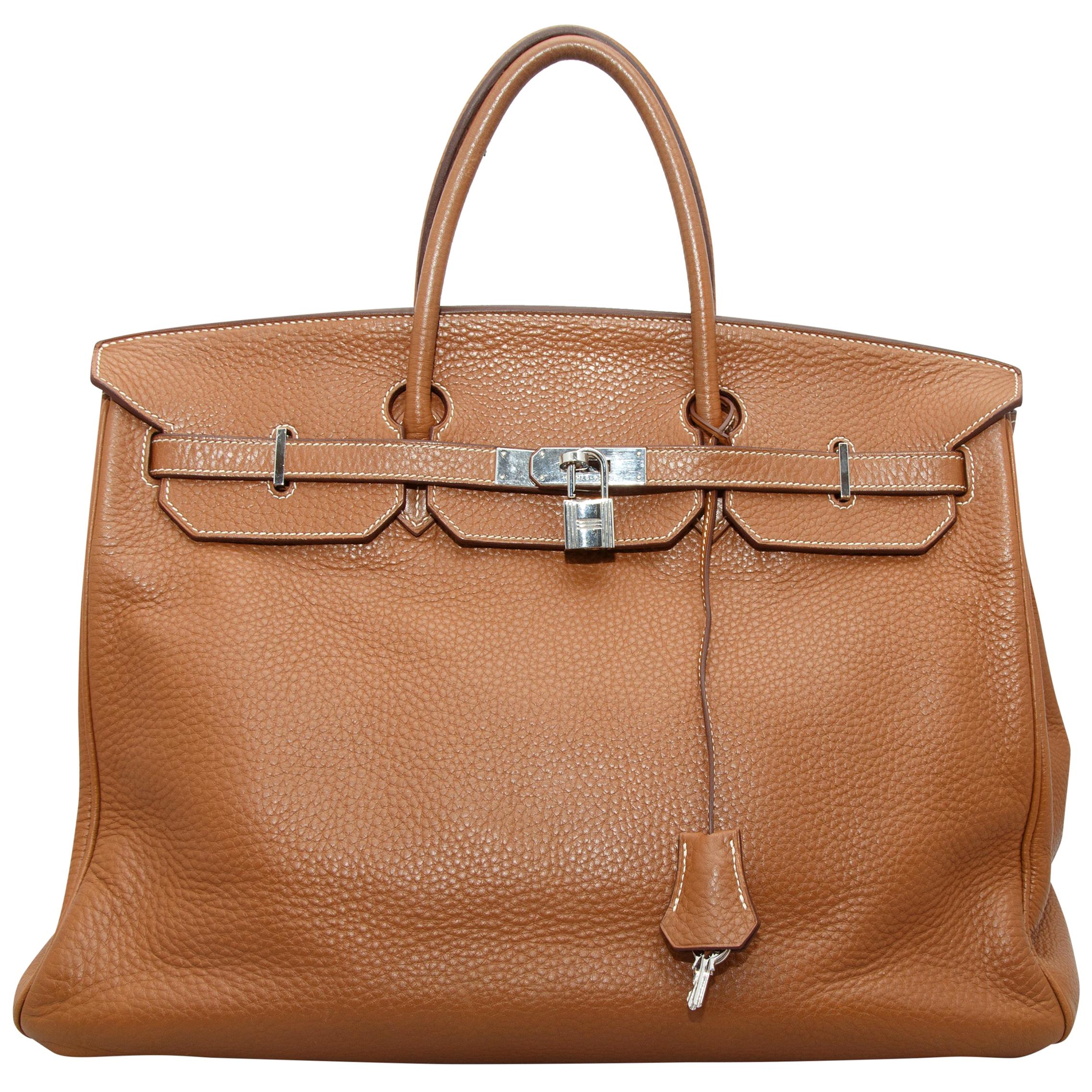 Hermes Brown Clemence Birkin Bag