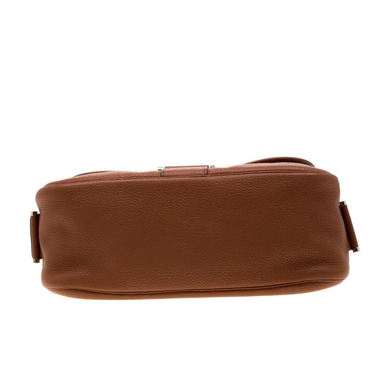 Hermes Brown Clemence Leather Bourlingue Messenger Bag For Sale at 1stDibs