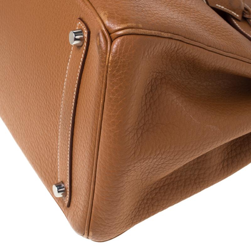 Hermes Brown Clemence Leather Palladium Hardware Birkin 35 Bag 7