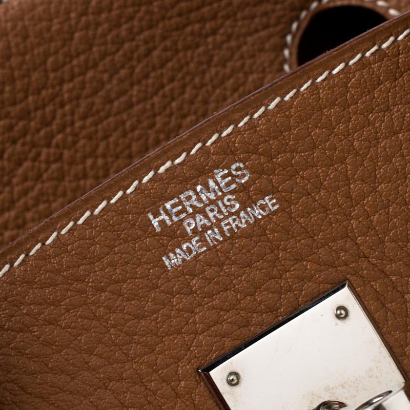 Hermes Brown Clemence Leather Palladium Hardware Birkin 35 Bag 5