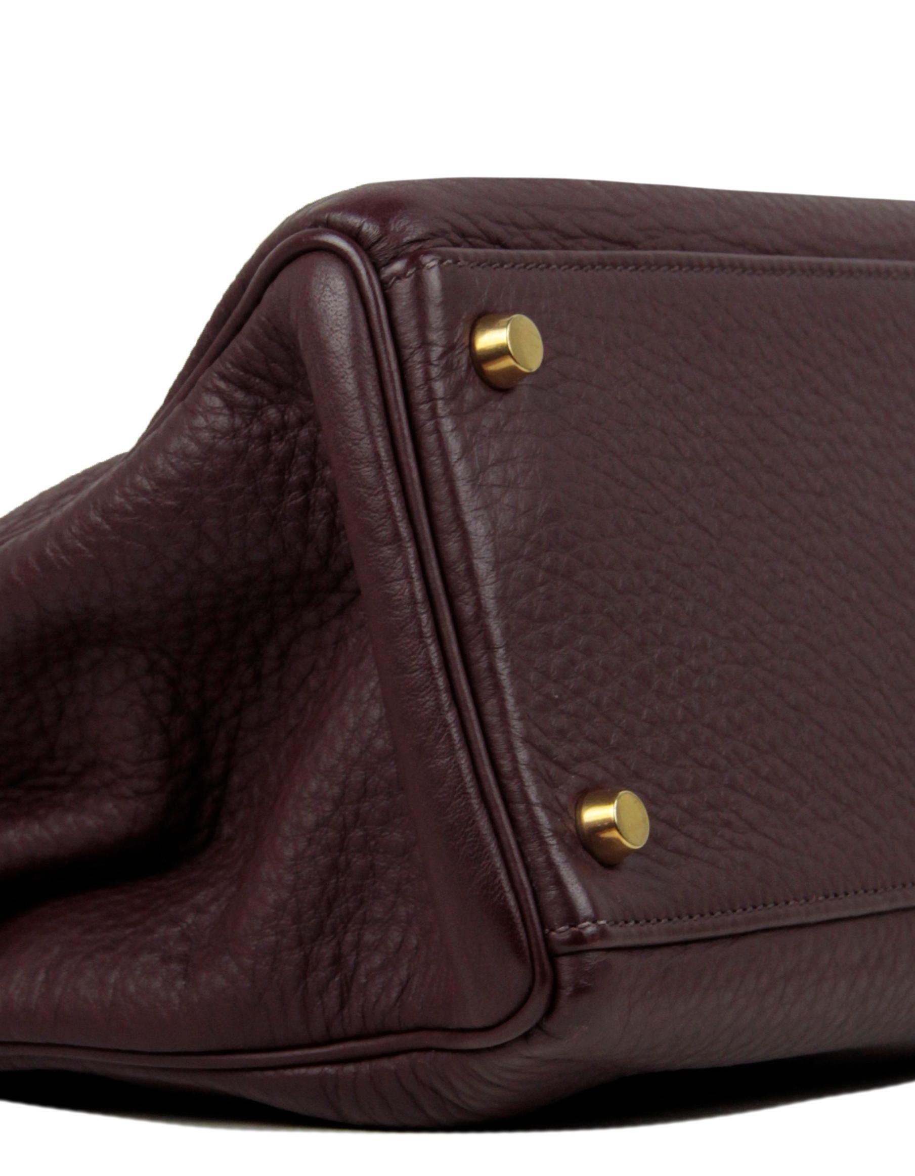 Hermès Braune Clemence Retourne 32cm Kelly Tasche aus Leder GHW im Zustand „Gut“ im Angebot in New York, NY