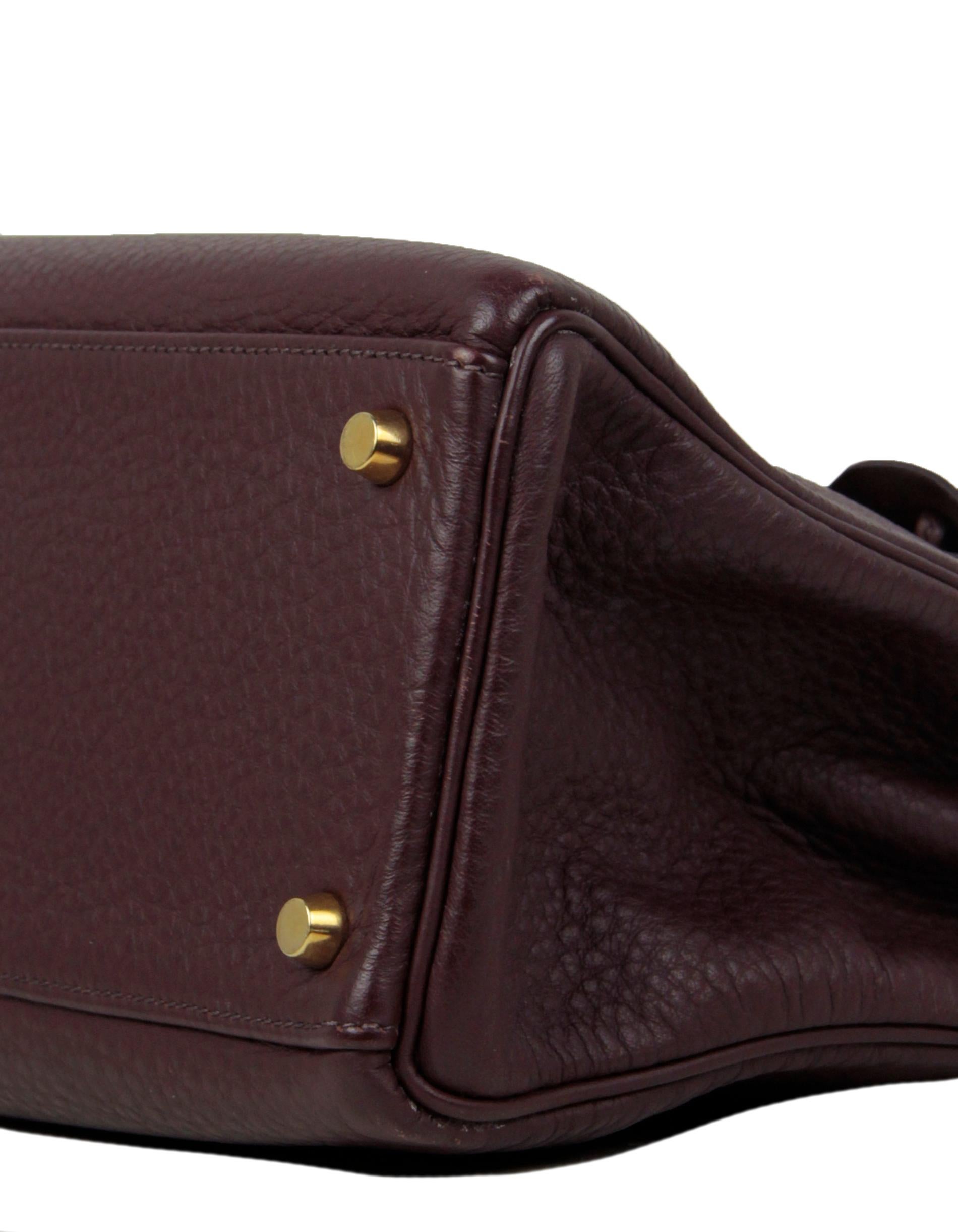 Hermès Braune Clemence Retourne 32cm Kelly Tasche aus Leder GHW Damen im Angebot