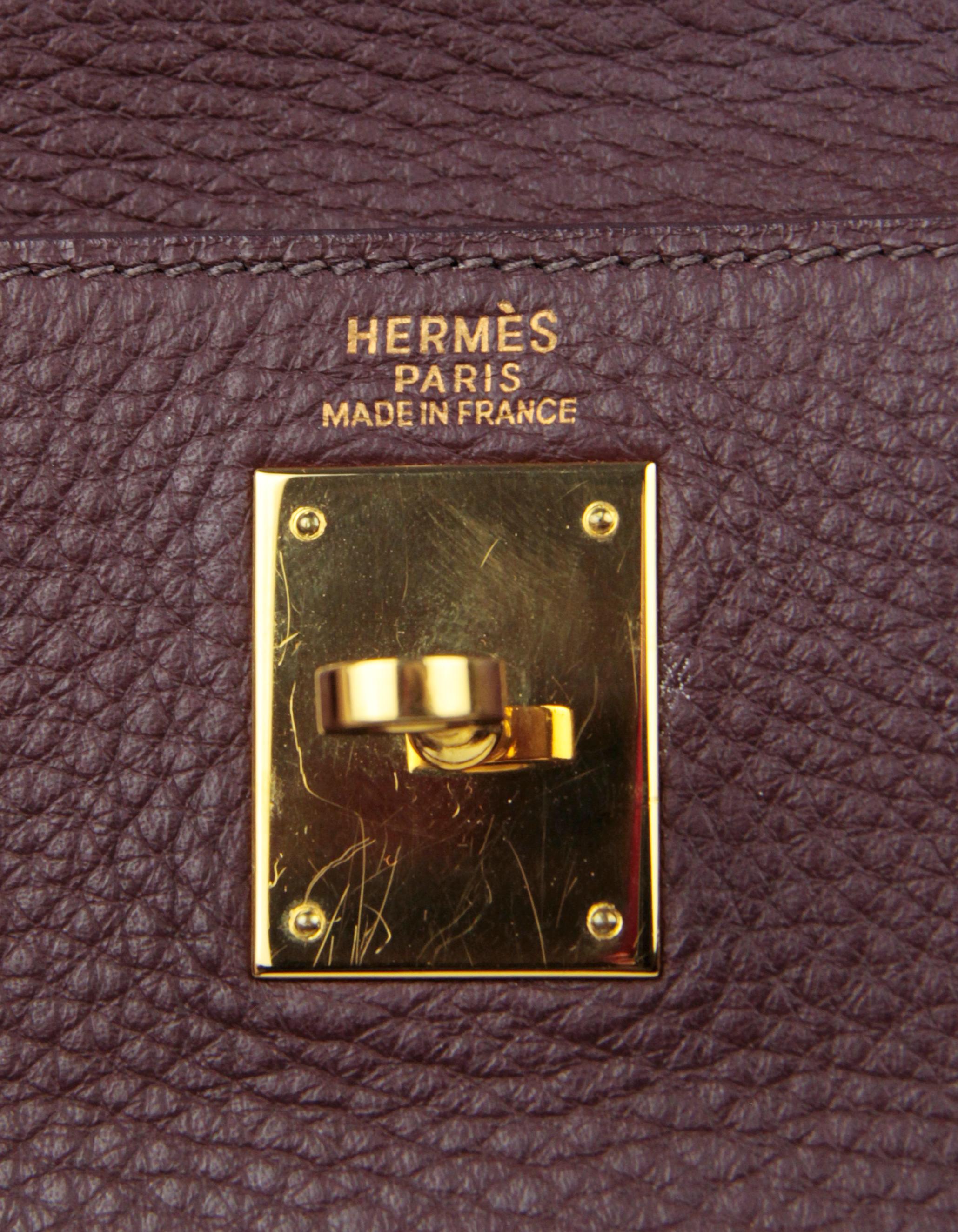 Hermès Braune Clemence Retourne 32cm Kelly Tasche aus Leder GHW im Angebot 1