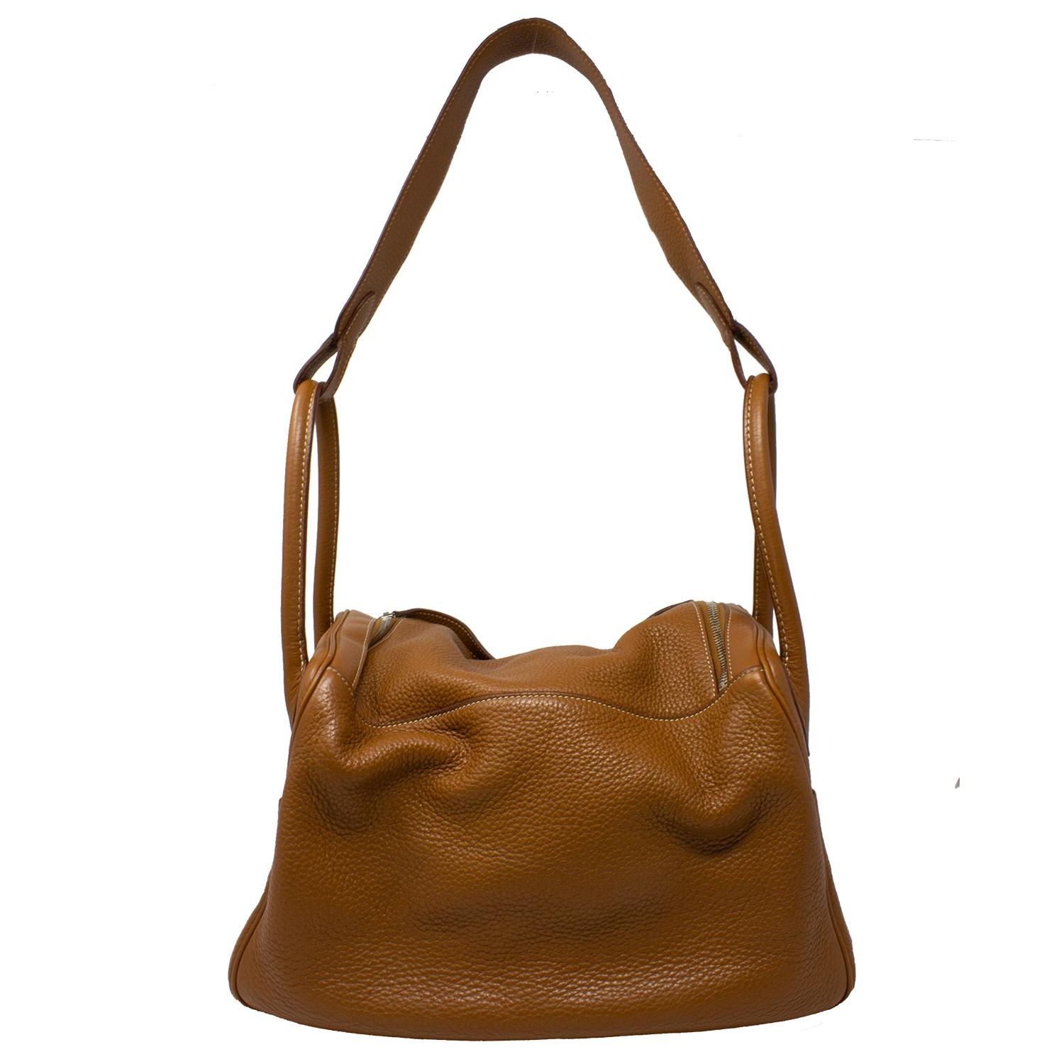 Hermès Brown Clemence Lindy 34 In Excellent Condition For Sale In Atlanta, GA
