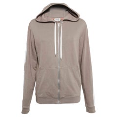 Hermes Brown Cotton Knit Paneled Hoodie Jacket S