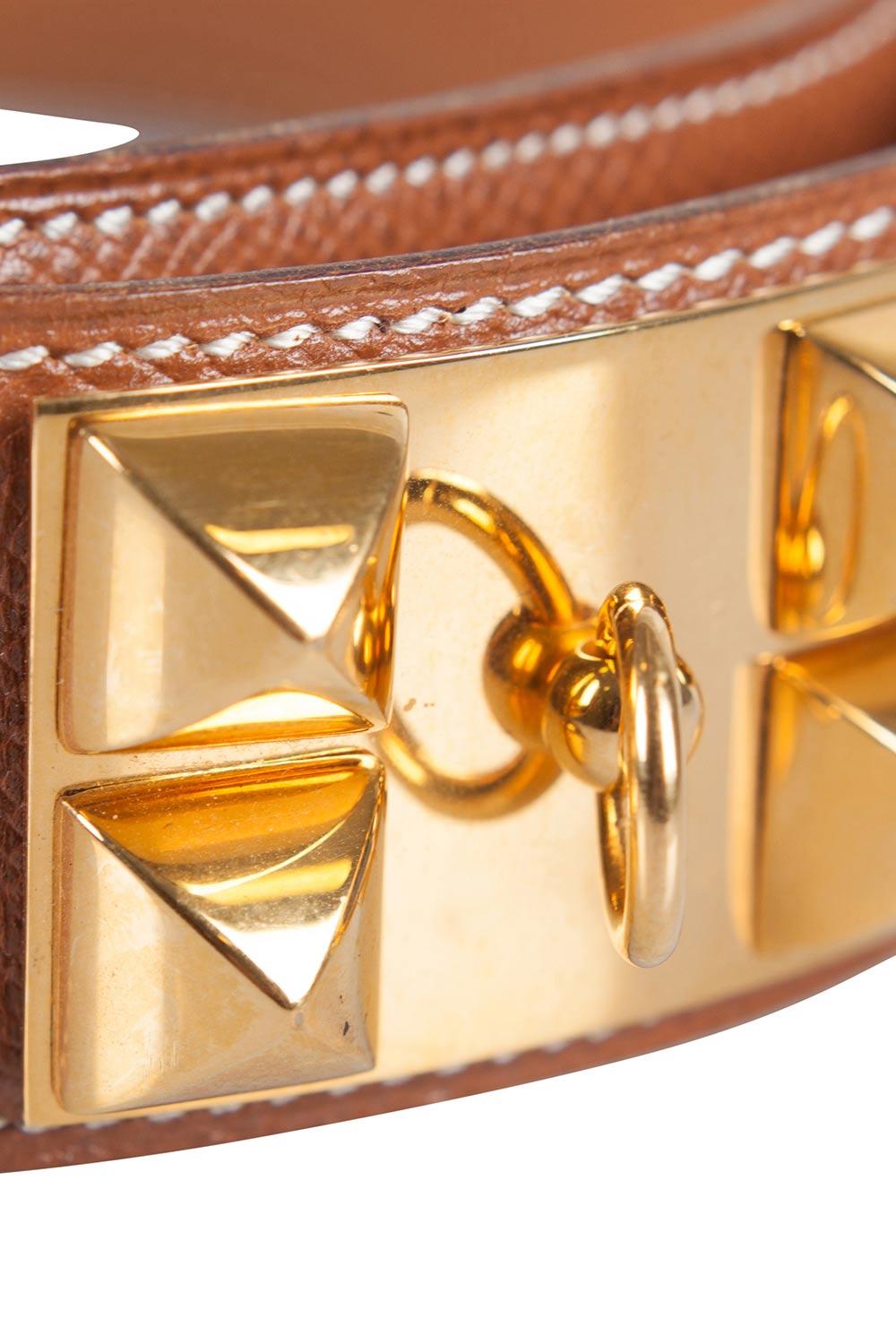 Hermes Brown Courchevel Leather Collier De Chien Belt 60CM In Good Condition In Dubai, Al Qouz 2