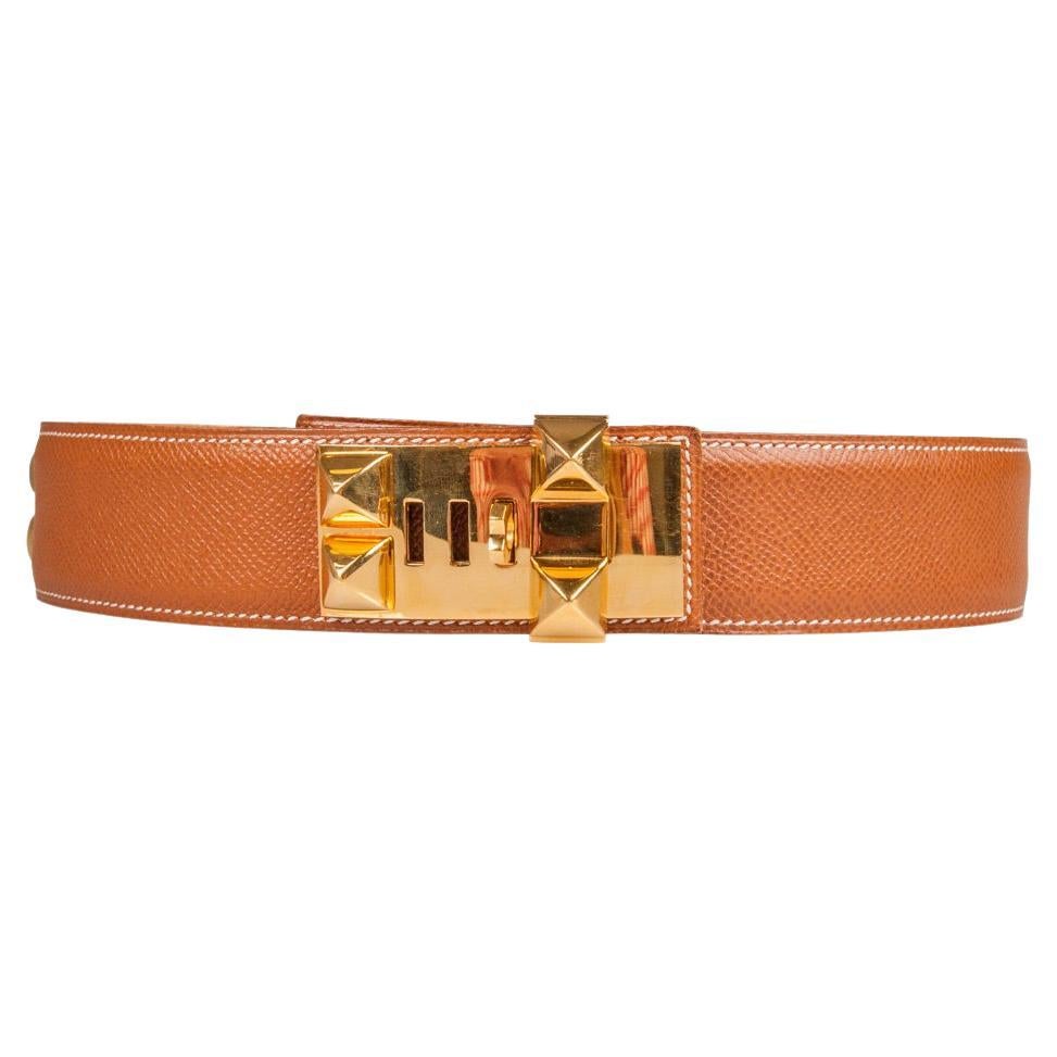 HERMES Collier de Chien Belt in Gold Courchevel Leather Size 78 at ...