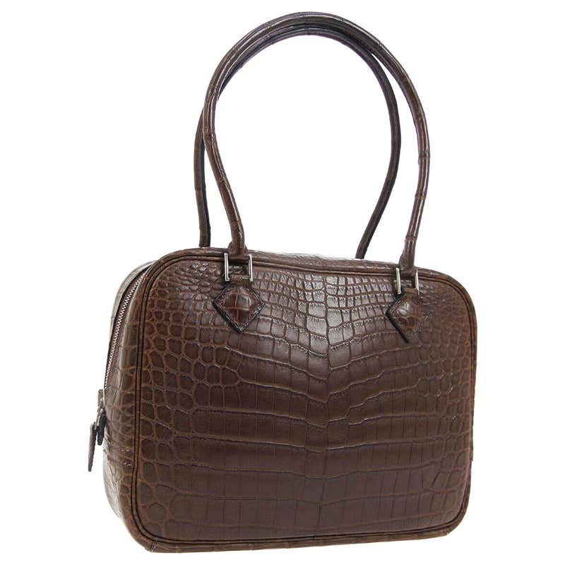 Hermes Brown Crocodile Exotic Skin Mini Evening Top Handle Satchel Bag ...