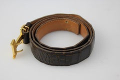 Hermès Brown Crocodile Strap 24 Mm Gold Buckle Hejy28 Belt