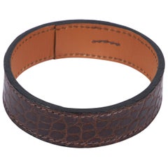 Hermes Brown Crocodile Thin Bangle