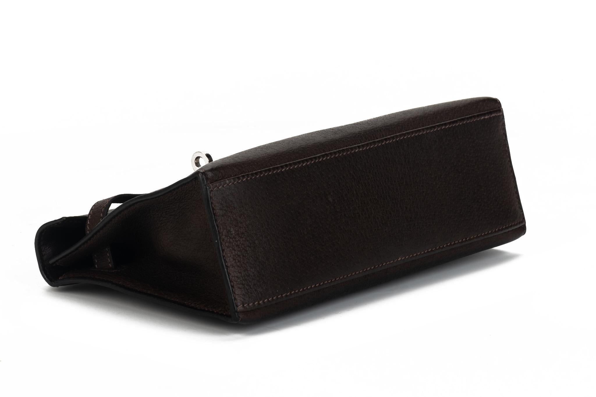 Black Hermès Brown Pecari Leather Kelly Pouchette Bag