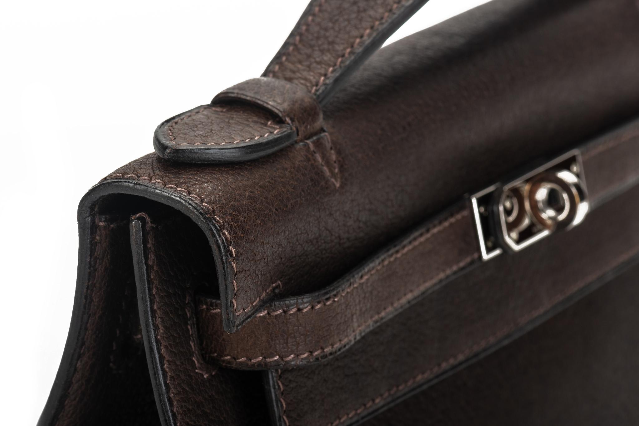 Women's Hermès Brown Pecari Leather Kelly Pouchette Bag