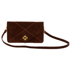 Hermes Brown Doblis Suede 2 Way Pochette Bag