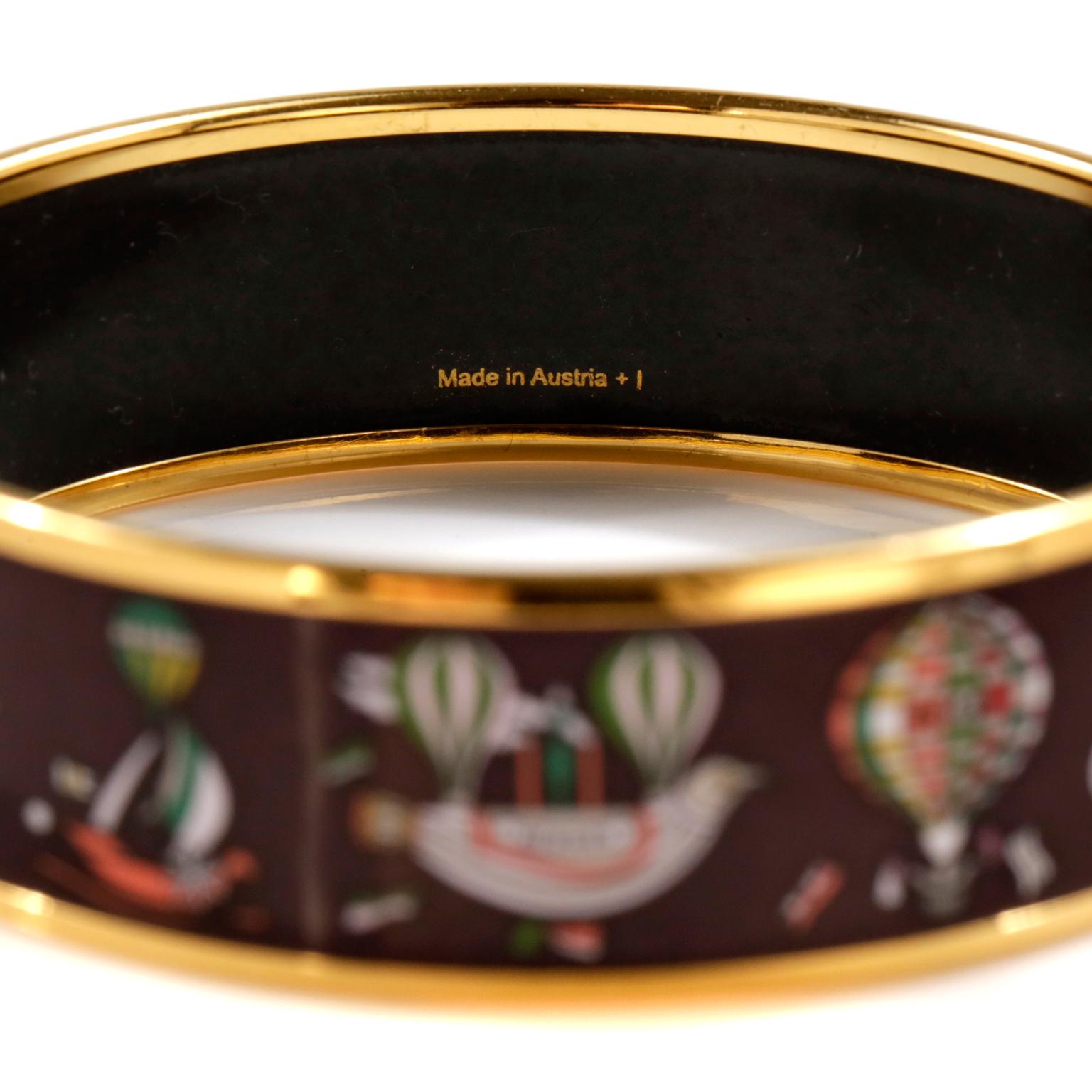 Women's Hermès Brown Enamel Hot Air Balloons Bracelet