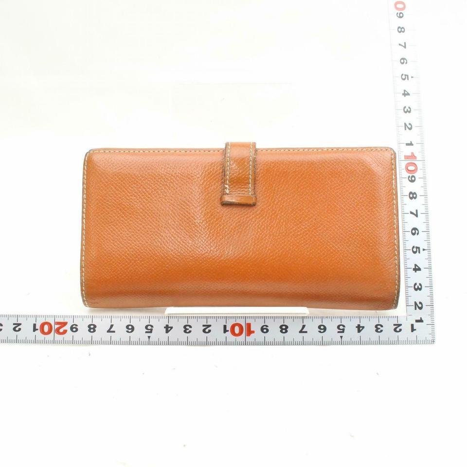 Hermès Brown Epsom Bearn Bifold Flap H Wallet 868900 In Good Condition In Dix hills, NY