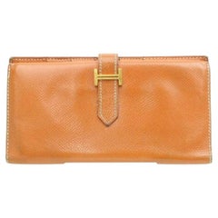 Hermès Brown Epsom Bearn Bifold Flap H Wallet 868900