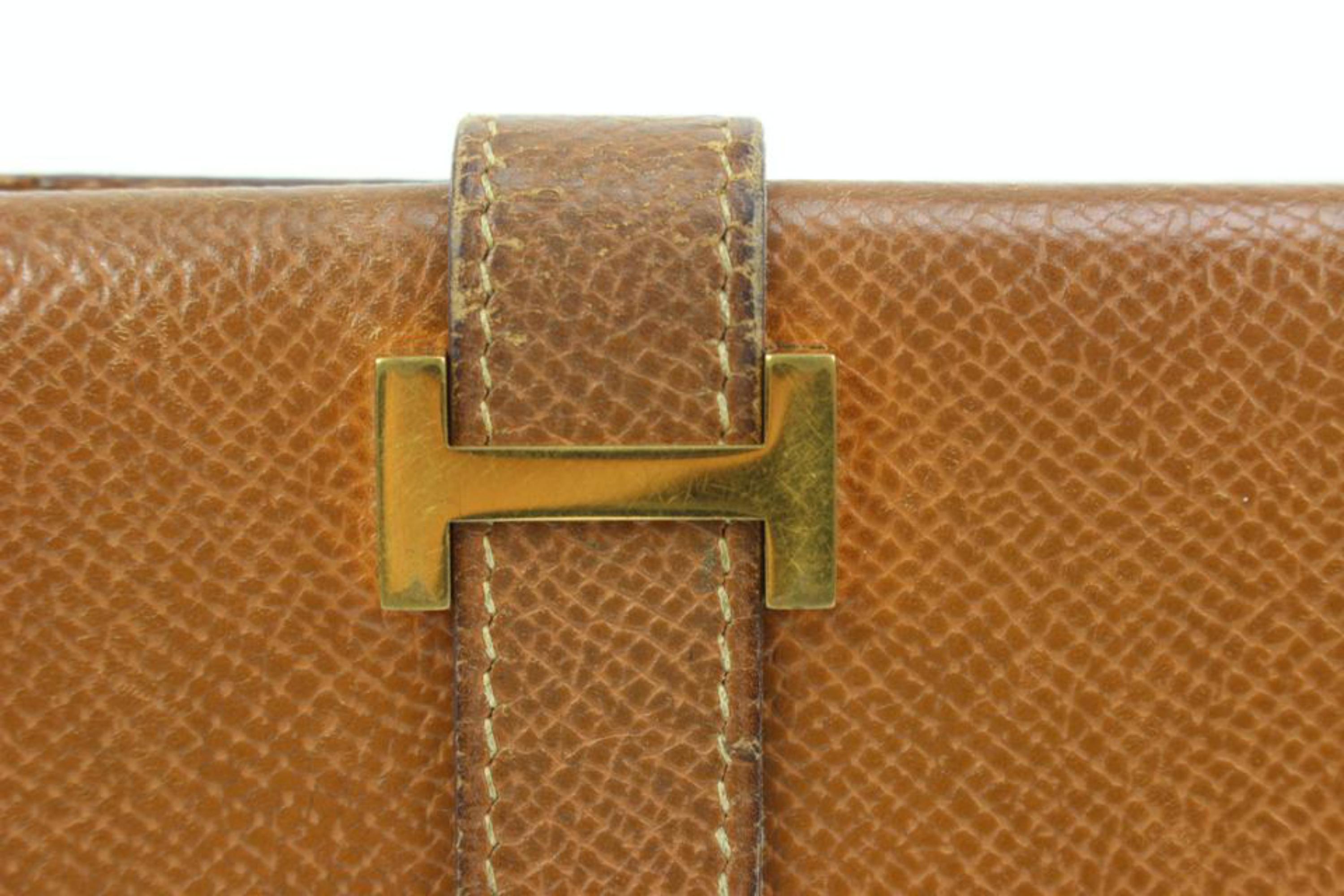 Women's Hermès Brown Epsom Long Bifold Bearn Wallet 66h411s