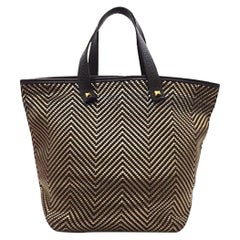 Hermes Brown Gold Leather Woven Carryall Top Handle Satchel Tote Bag