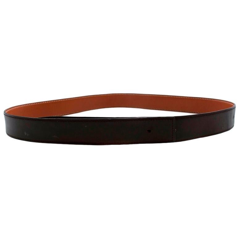 Hermes Brown & Gold Swift Leather Reversible Belt Strap - 30mm size 95