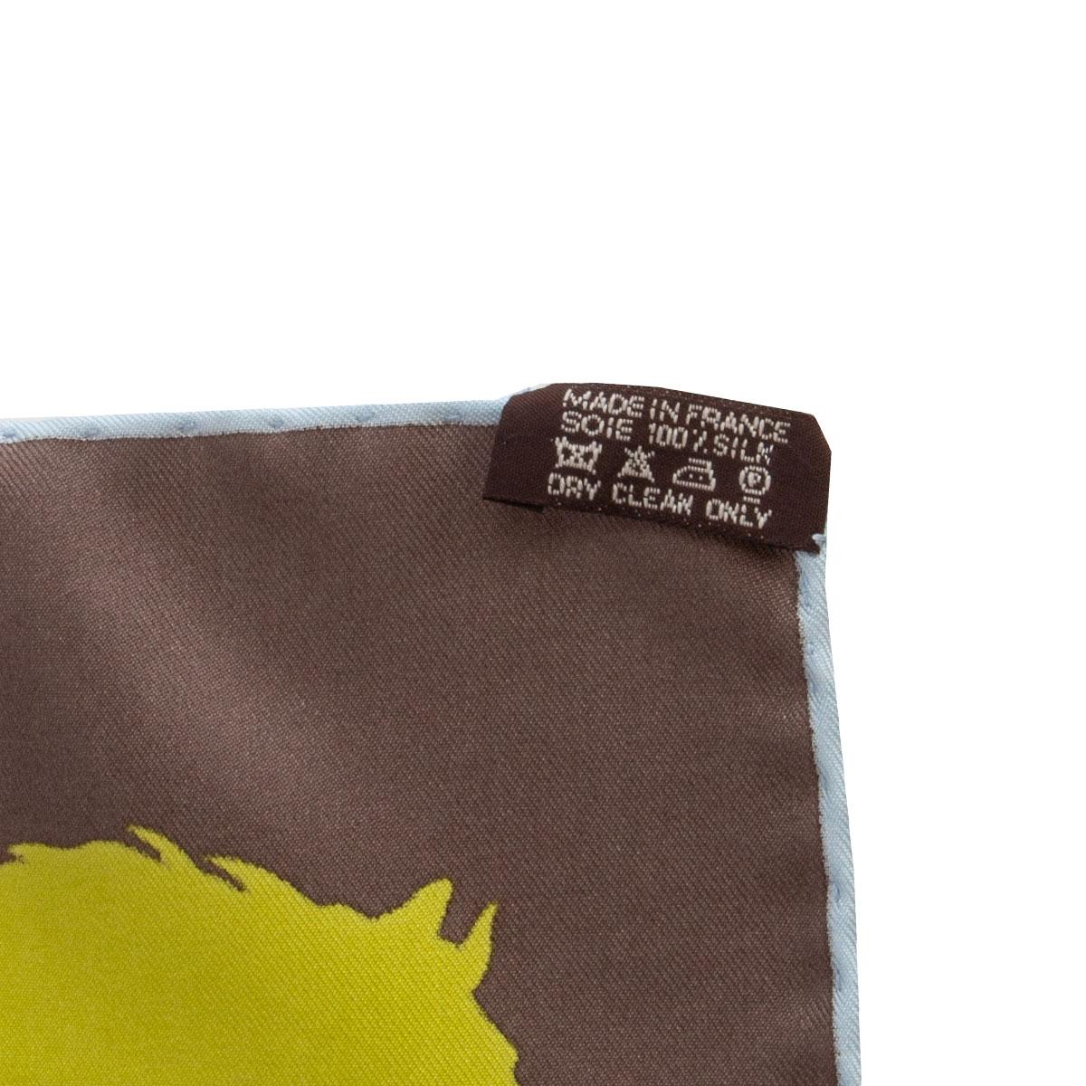 Hermes brown & green EX LIBRIS EN CAMOUFLAGE 90 silk twill Scarf 2