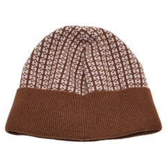 Bonnet en cachemire Jacquard H Hermes Brown