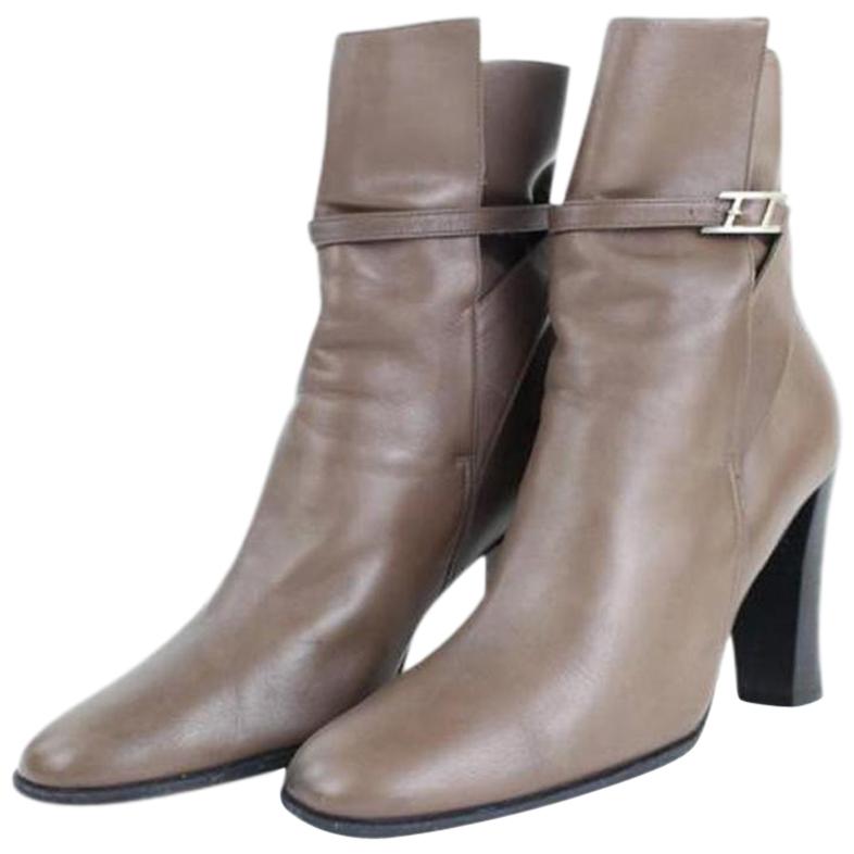 Hermès Brown Joueuse H Logo Ankle (38.5) 1ht916 Boots/Booties For Sale