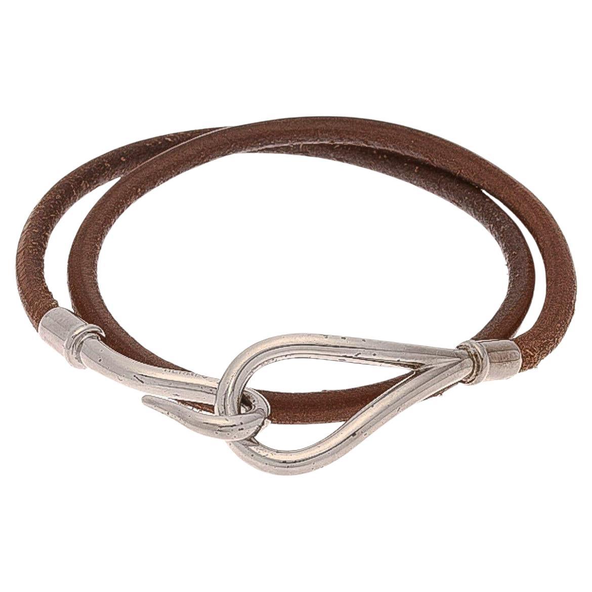 HERMES X marking Kelly bag tour leather 2 stations bracelet Accessories Brown Gold Metal