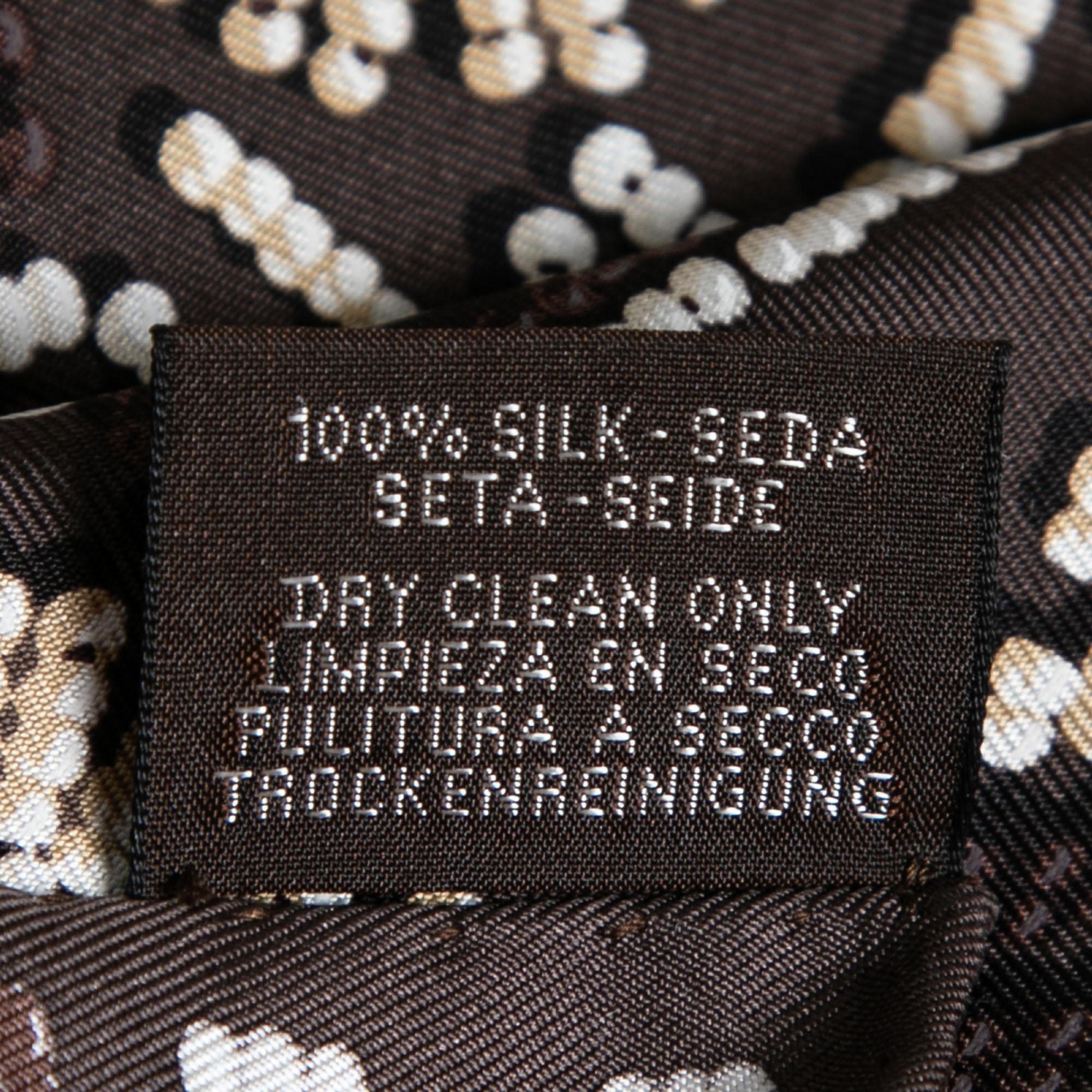 Black Hermès Brown Kelly En Perles Silk Scarf