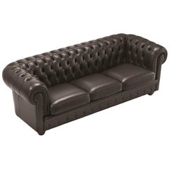 Hermes Brown Leather 3-Seater Sofa
