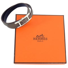 Hermes Brown Leather Behapi Double Tour Bracelet in Box