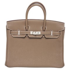 Hermes Brown Leather Birkin 25cm Satchel Bag