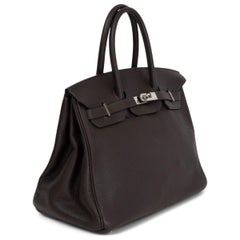 HERMES brown leather BIRKIN 35 Chocolate Togo Palladium