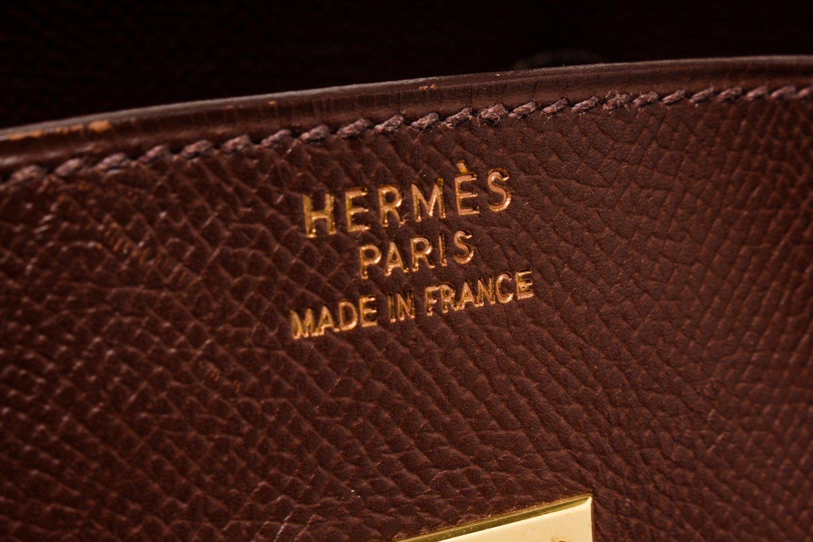 Black Hermes Brown Leather Birkin 35cm Satchel Bag