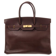 Hermes Brown Leather Birkin 35cm Satchel Bag