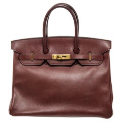 Hermes Brown Leather Birkin 35cm Satchel Bag