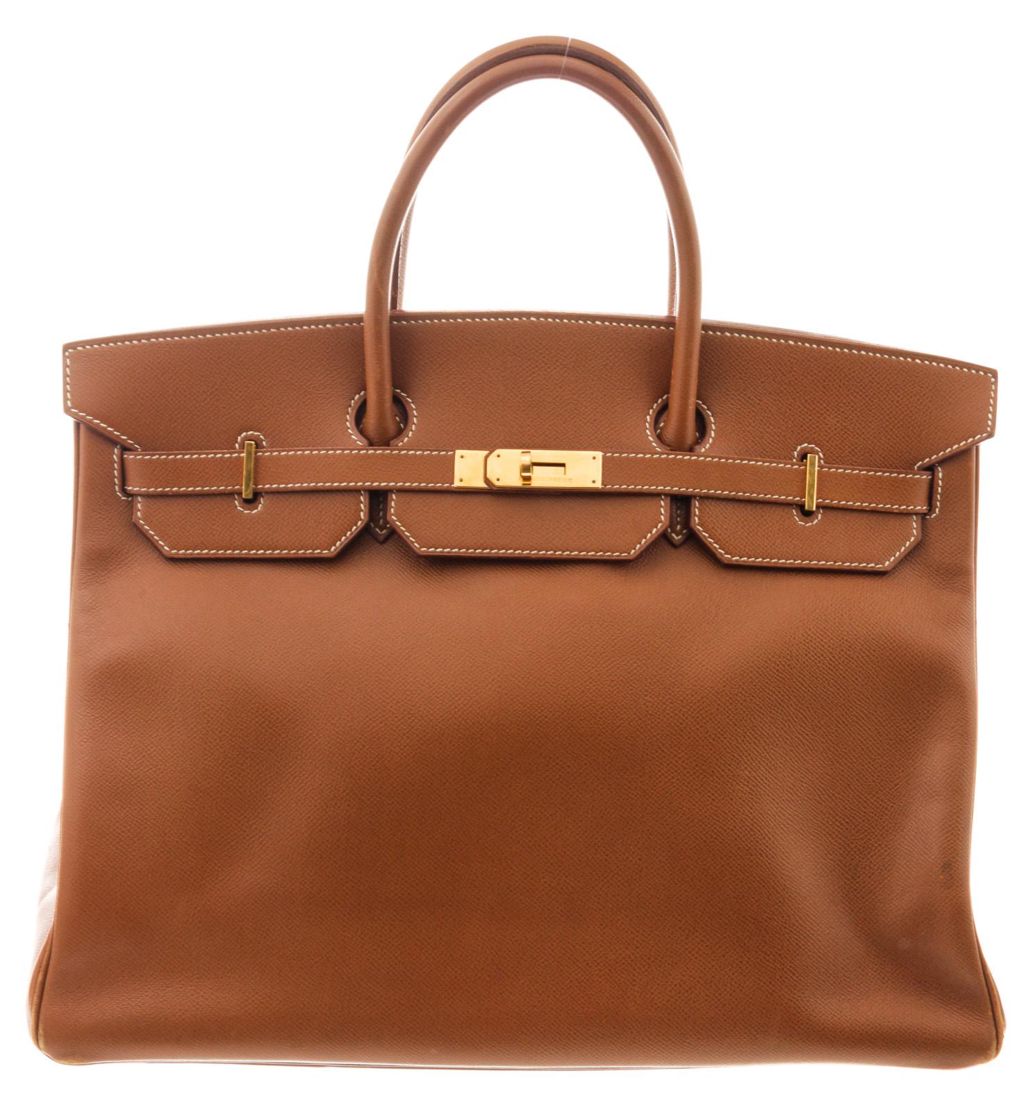 Hermes Brown Leather Brikin 40cm Satchel Bag In Good Condition In Irvine, CA