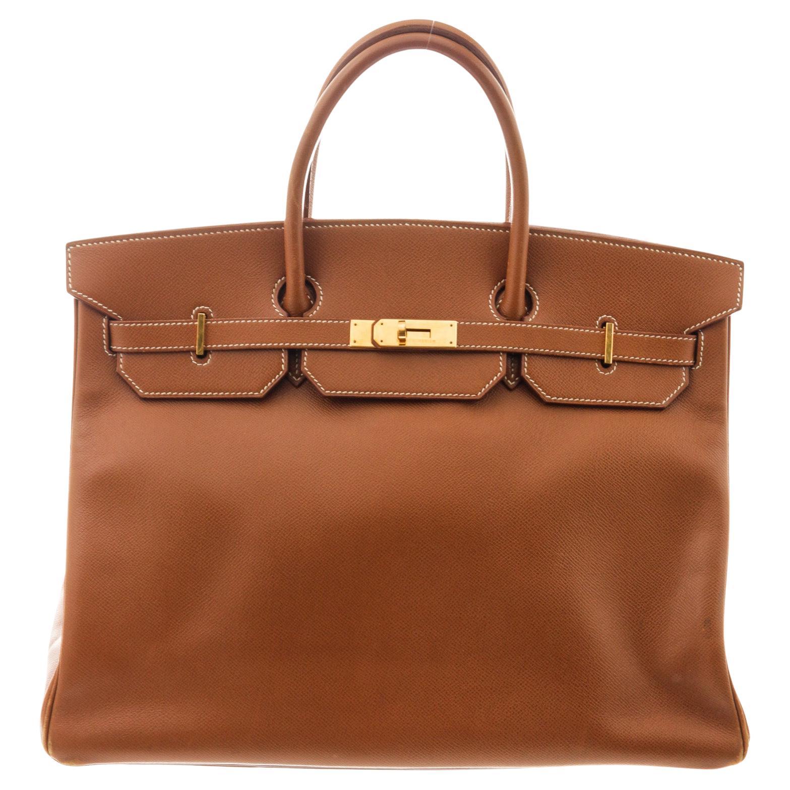 Hermes Brown Leather Brikin 40cm Satchel Bag