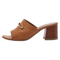 Hermes Brown Leather Camilla Slide Sandals Size 40
