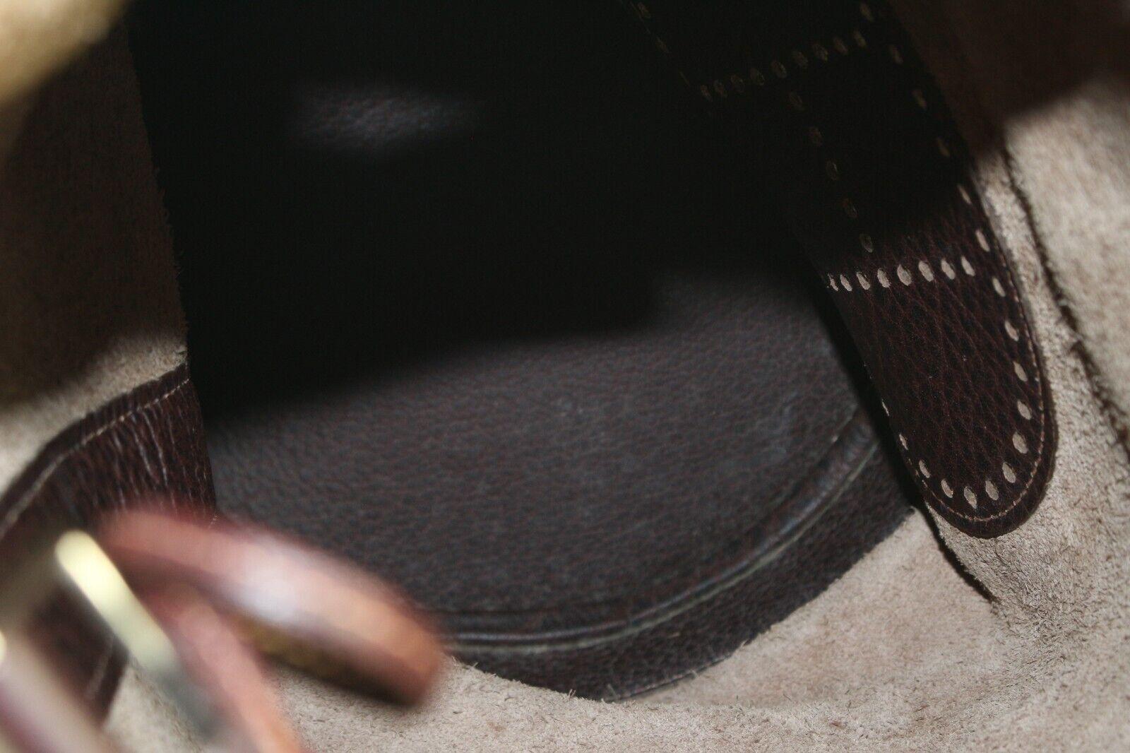 Black Hermes Brown Leather Drawstring Bucket Sling Evelyne Bag 1H0123 For Sale