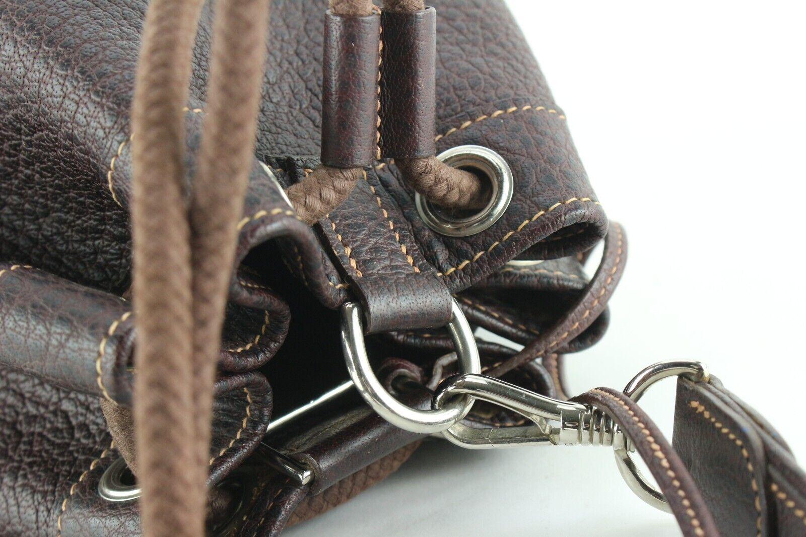 Women's Hermes Brown Leather Drawstring Bucket Sling Evelyne Bag 1H0123 For Sale