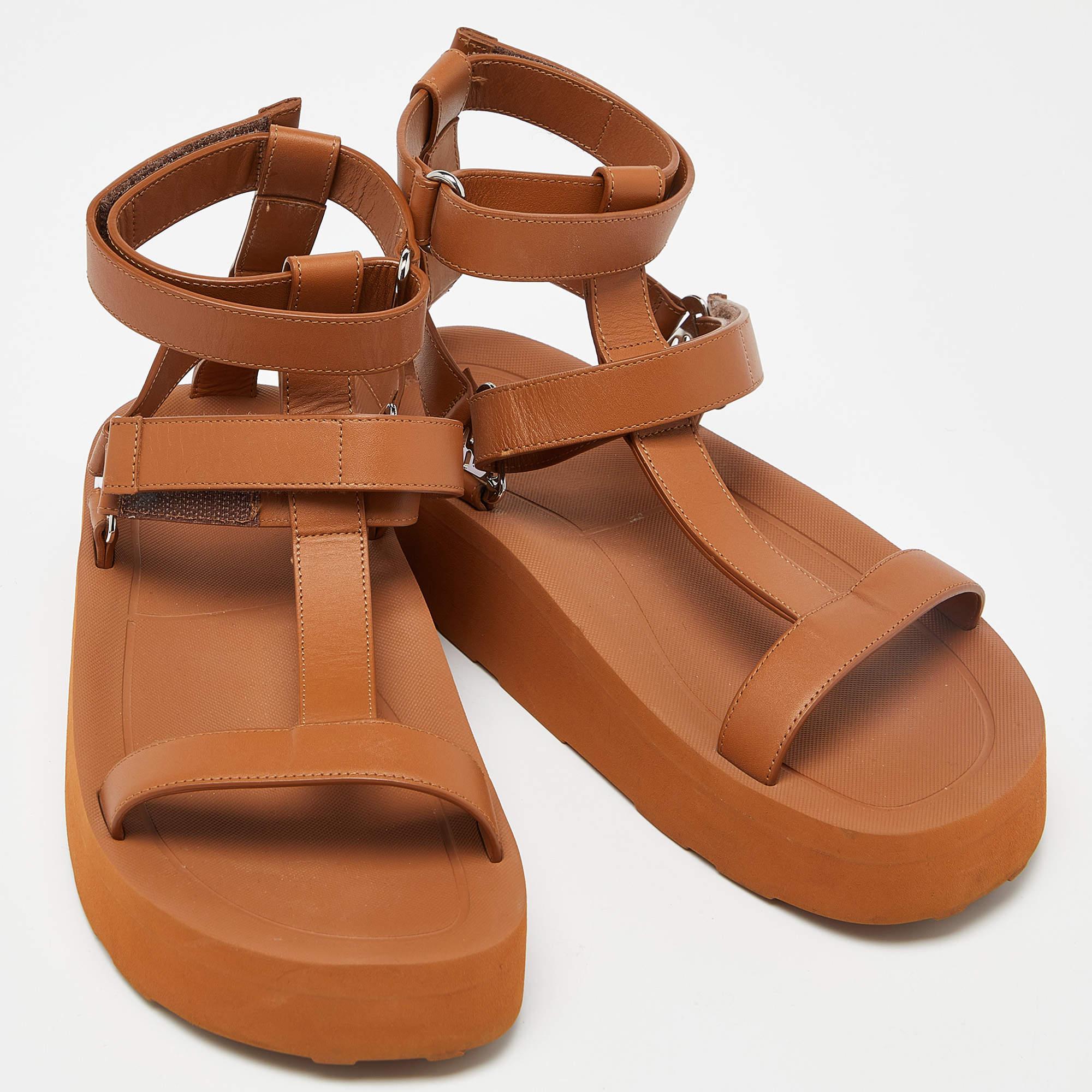 Hermès Brown Leather Enid Gladiator Sandals Size 40 1