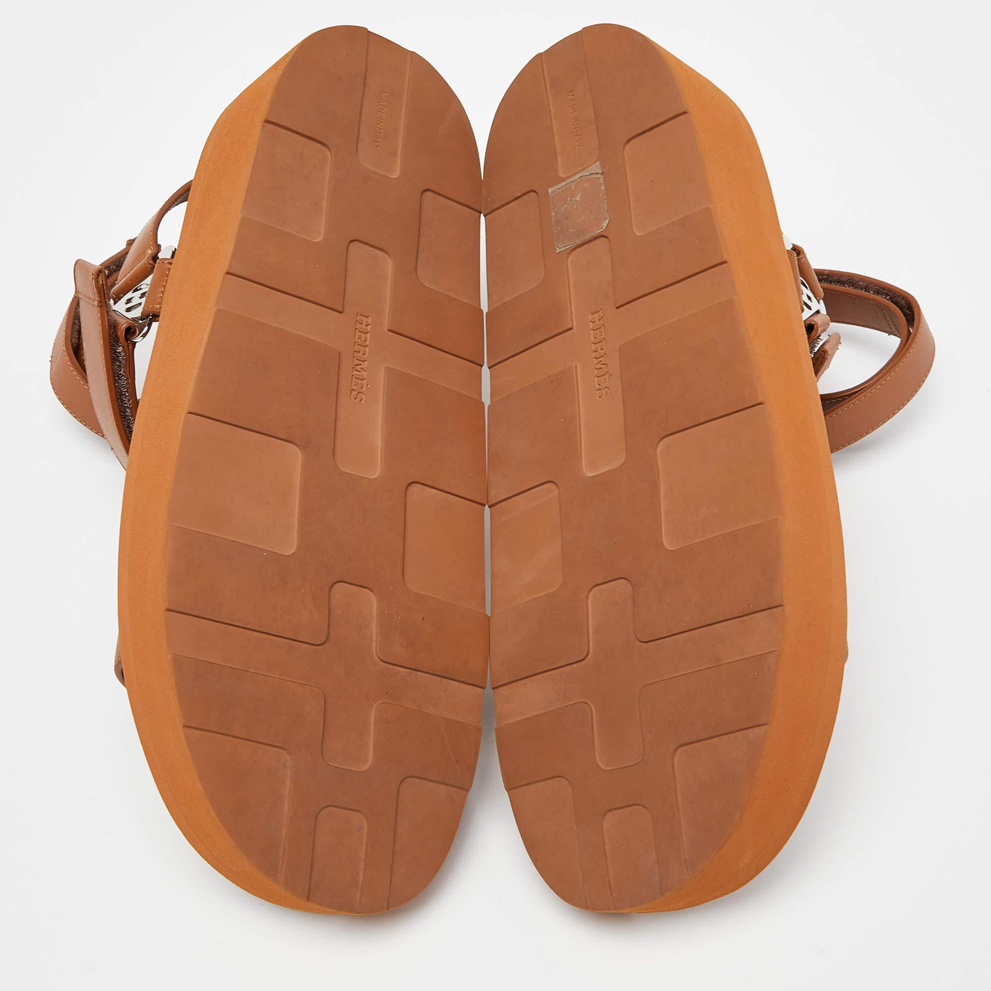 Hermès Brown Leather Enid Gladiator Sandals Size 40 3
